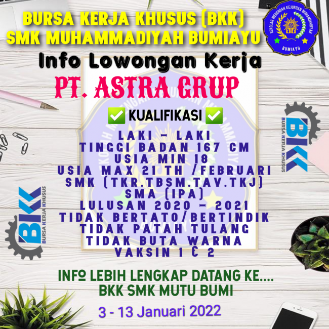 INFO LOWONGAN PEKERJAAN PT. ASTRA GRUP