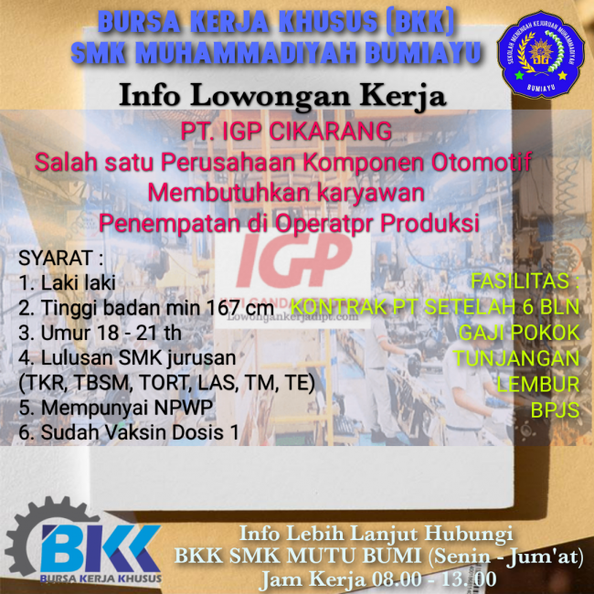 INFO LOKER PT. IGP CIKARANG